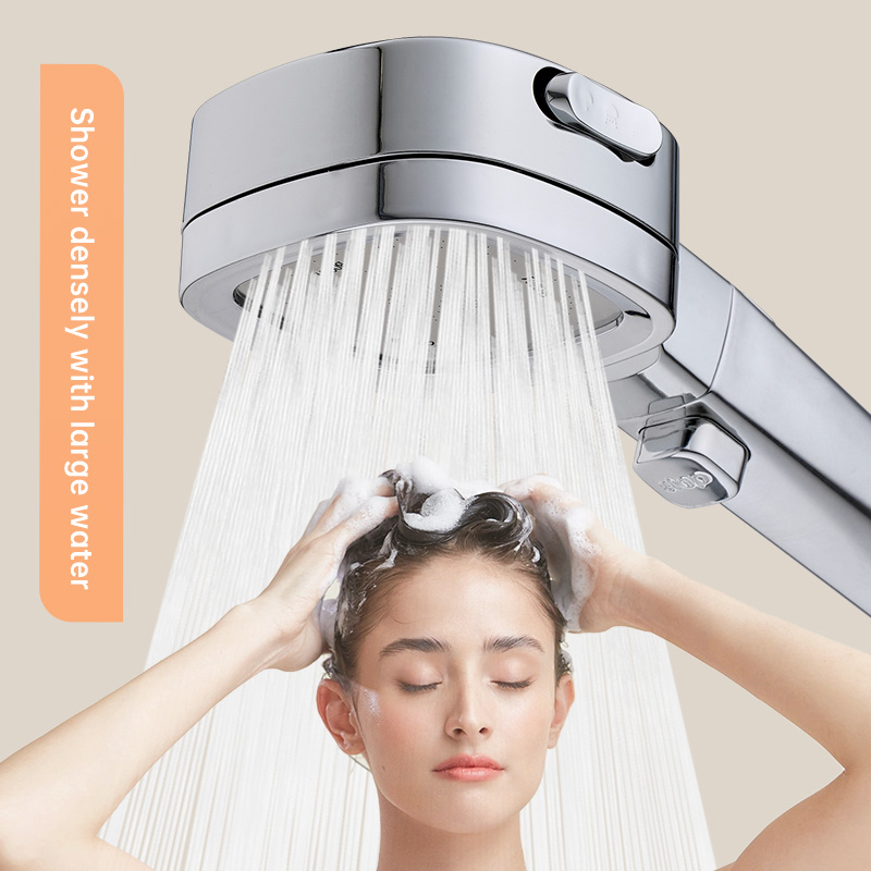 Musurjoy Pommeau de douche rehausseur de salle de bain, jet réglable en 3 modes, système de douche de salle de bain pomme de douche à main, pomme de douche argentée