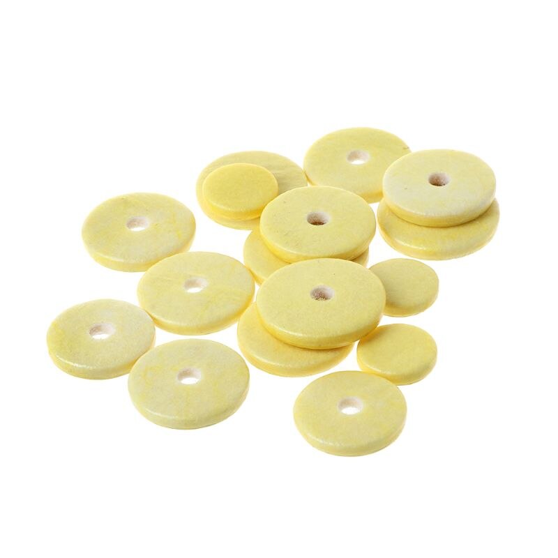 16pcs Fluit Lederen Pad Muziek Houtblazers Pads Reparatie Geel Instrument Accessoire Y51D