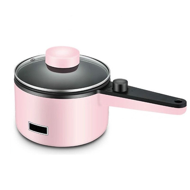 600W 220V dorm room 304 stainless steel pot electric cooker multifunctional non-sticky fry hotpot stew electric skillet: Pink single layer