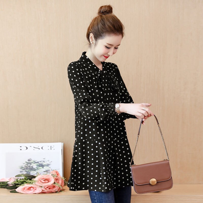 Graviditetsbluser plus size skjorter toppe til gravide gravide gravide tøj afslappet graviditet gravid business bluser: Sort / 4xl