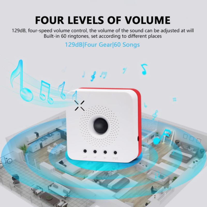 Wireless Sensor Doorbell Human Body Induction Door Bell Visitor Alert Chime Alarm Burglar Doorbell for Office/Home Security