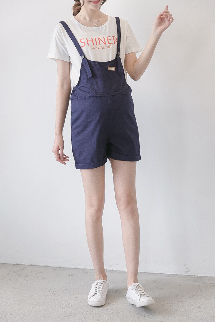 mutterschaft sommer bib Shorts t-shirt anzug kurzarm overall pflege bauch hosen casual shorts Mutterschaft Kleidung Schwangere: Dark Blue Bib Shorts / L