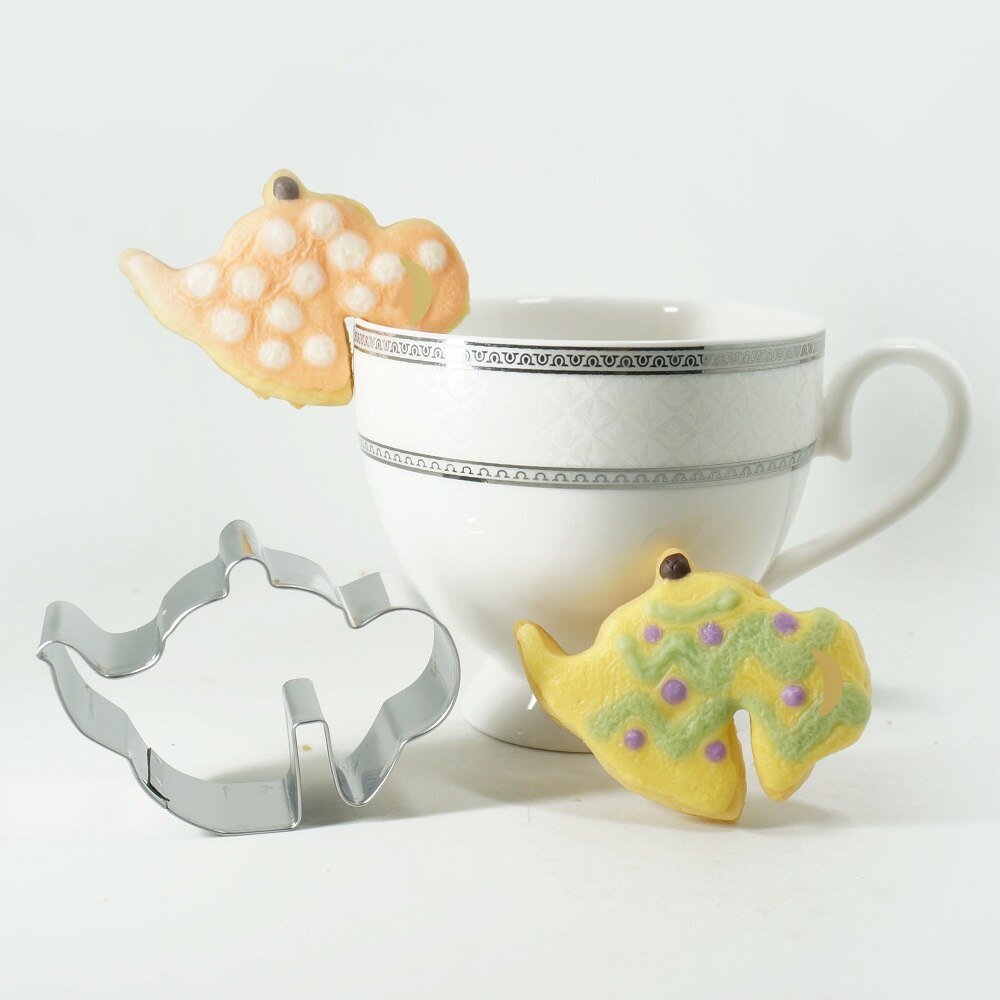 1 pcs Rvs multi vormige Koekjes Cutter Cup Opknoping Mok Decor Cookies Chocolade Mould keuken bakken tools: Teapot