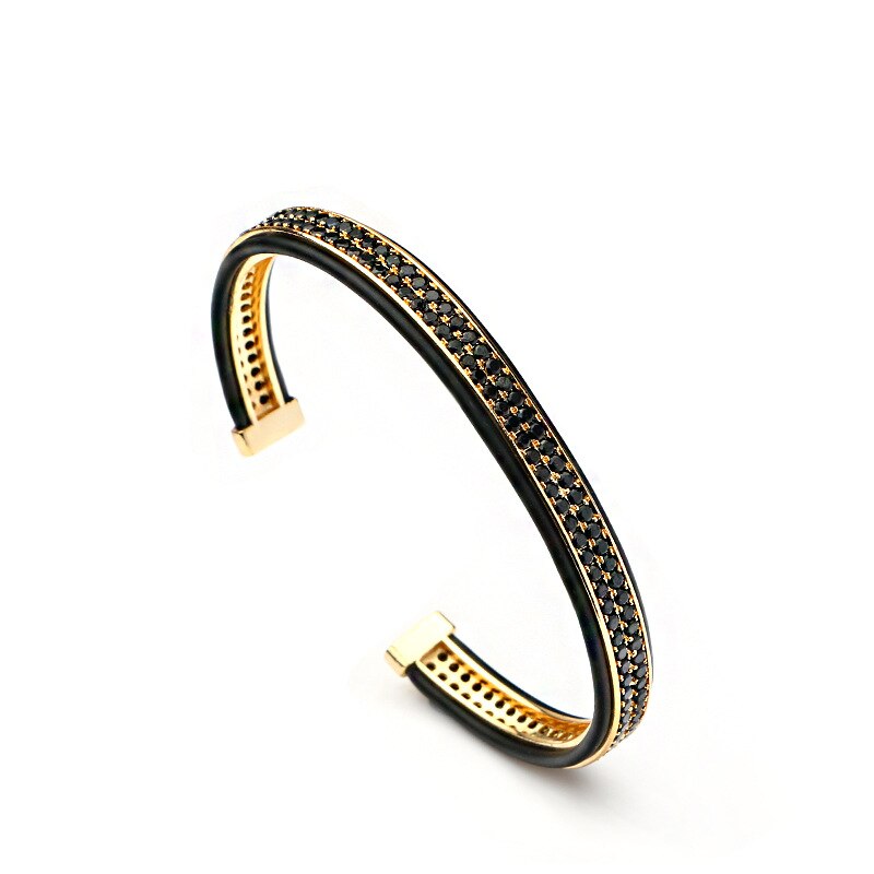 Luxe Zirconia Steen Vergulde Mannen Bangle Armband Mannen Sieraden: Gold