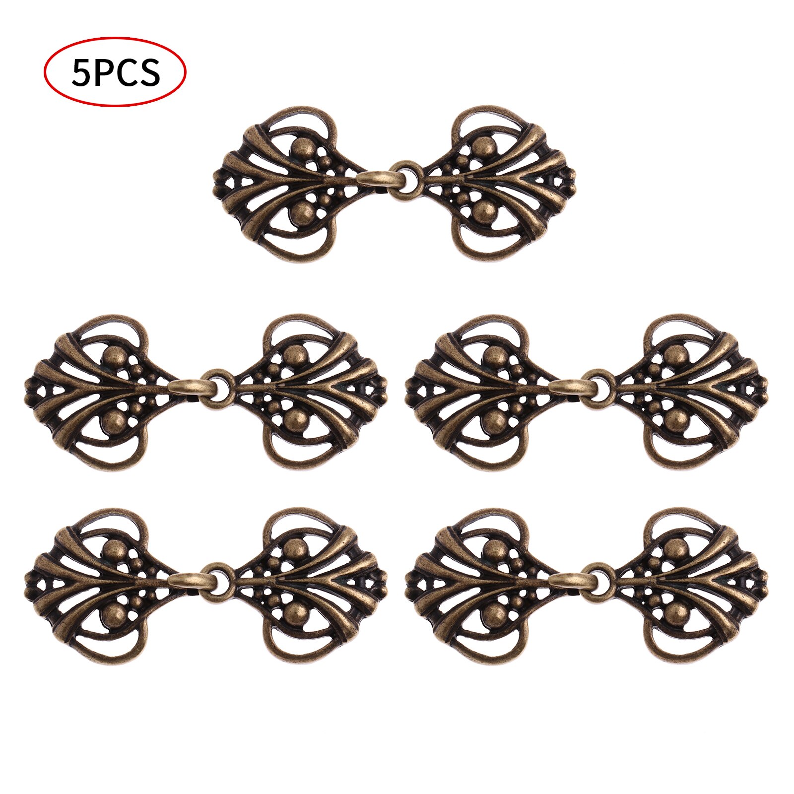 5 Hooks Eyes Cardigan Clips Alloy Cloak Clasps Vintage Chinese Cheongsam Fastener Buttons DIY Apparel Decor Buckle Sewing Crafts: Type 2 Bronze