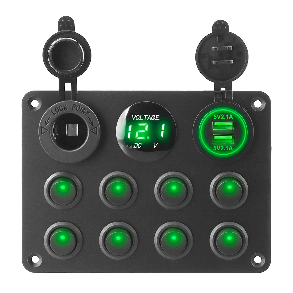 12-24V 8 Gang Sigarettenaansteker Dual Usb Voor Auto Boot Rv Vrachtwagen Atv Utv Camper Caravan schakelaar Aardlekschakelaar