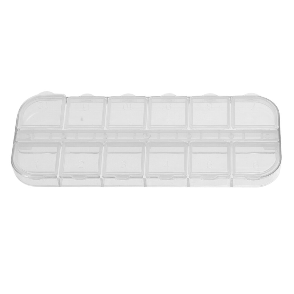 12 Grids Nail Art Box Empty Divided Case Nail Tips Rhinestone Beads Gems Storage Box Clear Plastic Container Organizer Box Bins
