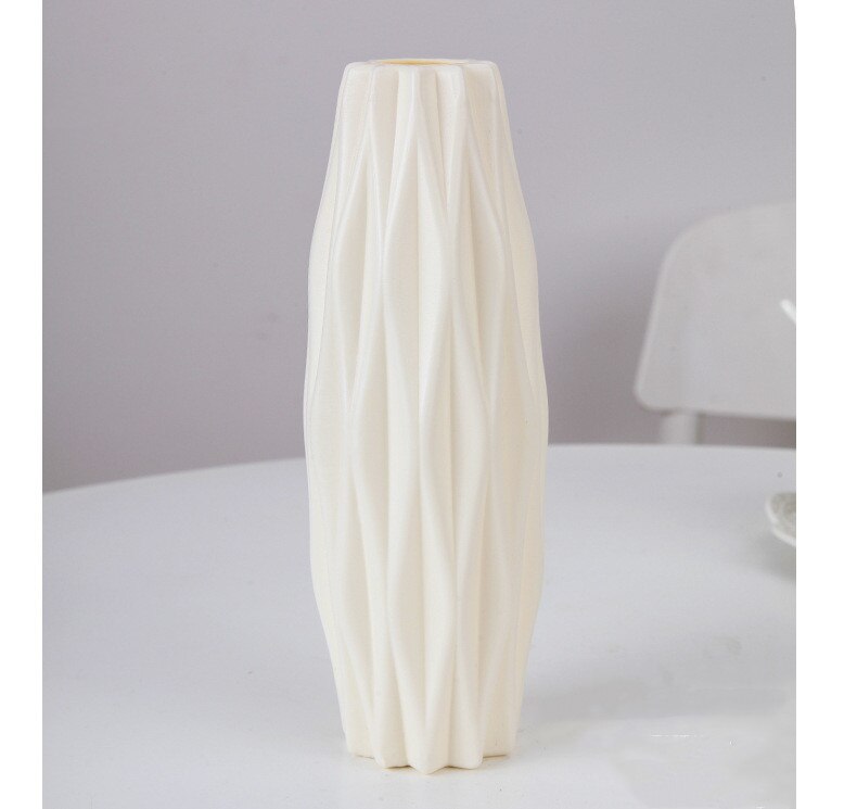 Blume Vase Dekoration Hause Kunststoff Vase Weiß Nachahmung Keramik Blumentopf Blume Korb nordisch Dekoration Vasen für Blumen: Weiß2