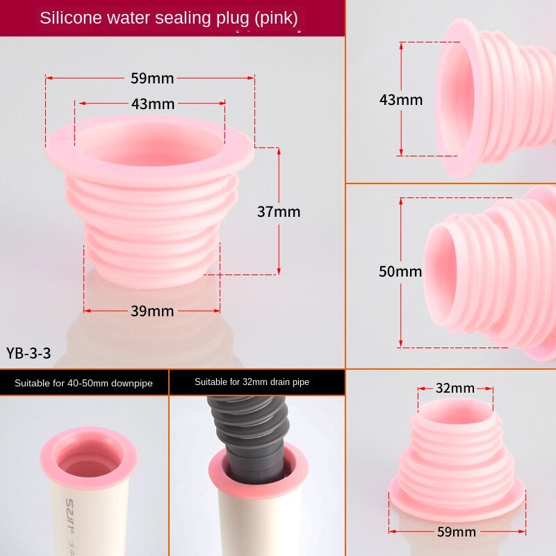 Schlecht waschbecken waschbecken rohr Deodorant Abdichtung Ring dekorative abdeckung 40/50/75 silikon stecker Anti-rückkehr wasser und insekten: 40-50 Rosa Siegel