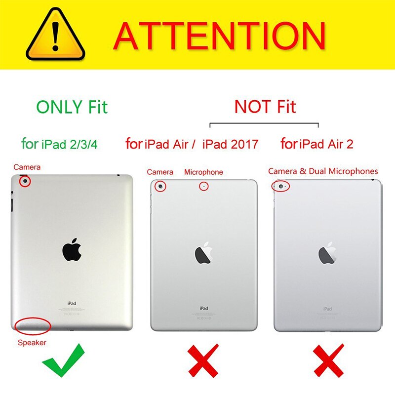 Funda para iPad 2, 3, 4, 360 grados, funda de piel sintética giratoria para Apple iPad 2, 3, 4, fundas con soporte, Smart Tablet A1395, A1396, A1430