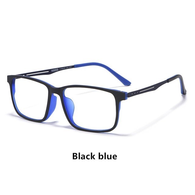 Pure Titanium Glasses Frame Myopia Glasses Male Light Comfortable Frame Black Large Full Frame Optical Glass Female Eyeglass: Black Blue