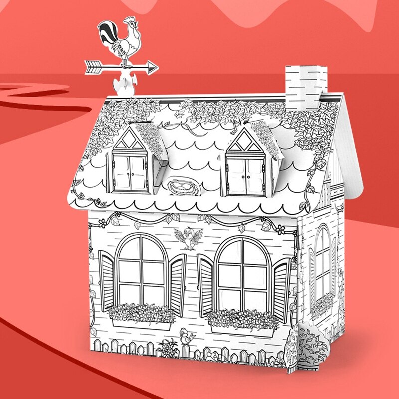 Juguetes de dibujo para niños Diy Casa de Graffiti coloreada con bolígrafo de 6 colores artesanías pintadas a mano creativas juguetes de educación temprana para niños