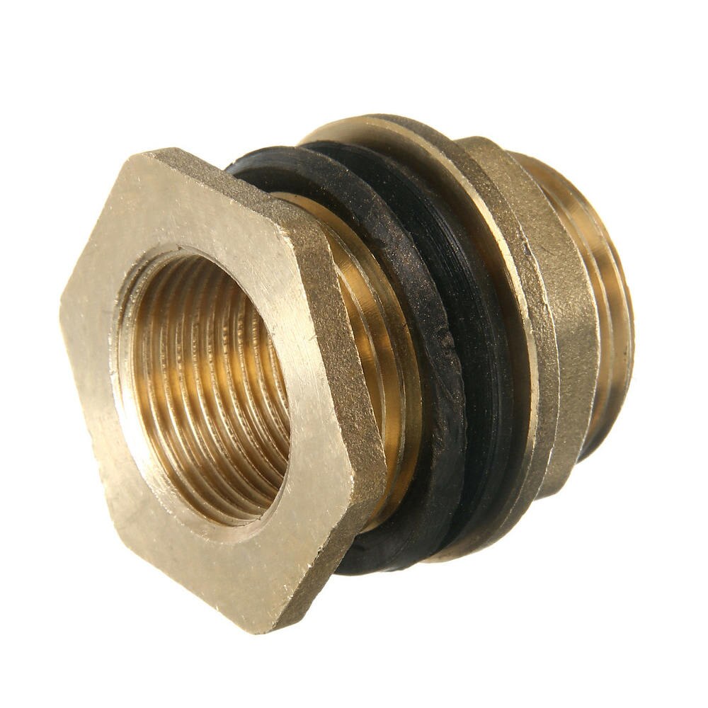 Conector de tanque de agua de latón sólido macho de 3/4 ", Conector de tanque de ajuste de mamparo recto para jardín, adaptador de manguera, suministros para el hogar
