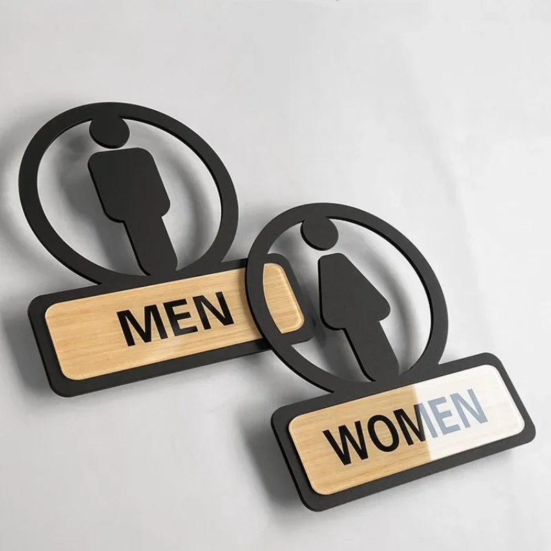 Toilet Sign Self Adhesive Bathroom Signage Restroom Reminder Sign Hanging Plaque for Business Company Office Public Door Wall