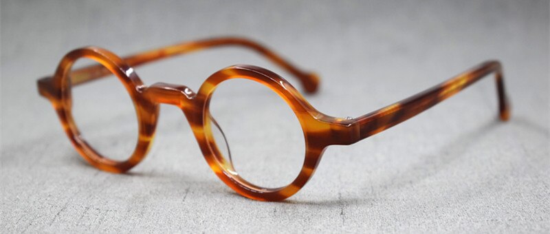 Small Vintage Round Hand Made Eyeglass Frames Full Rim Acetate Retro Glasses Eyewear Rx able: BLONDE