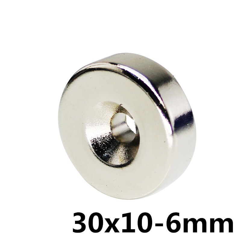 Imán de neodimio redondo superfuerte para luz de búsqueda Led, orificio de 30x10mm o 40x10mm, 6mm, N35, 1 ud.