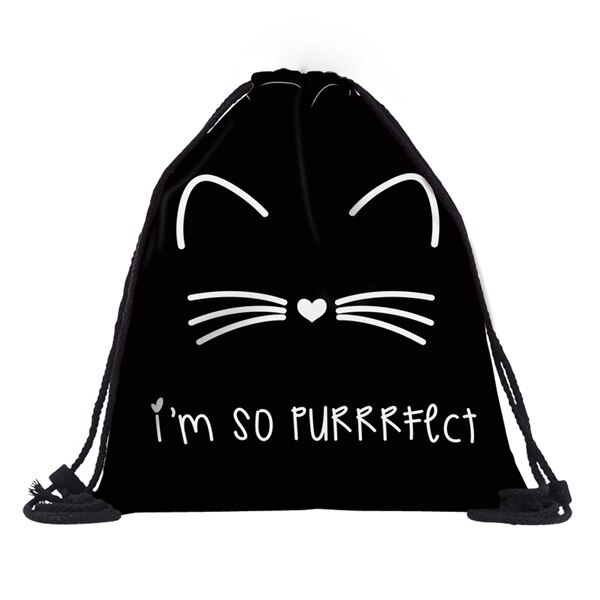 Deanfun 3D Printed Drawstring Bag Cat Pattern Cute for Women Travelling 60134: Default Title