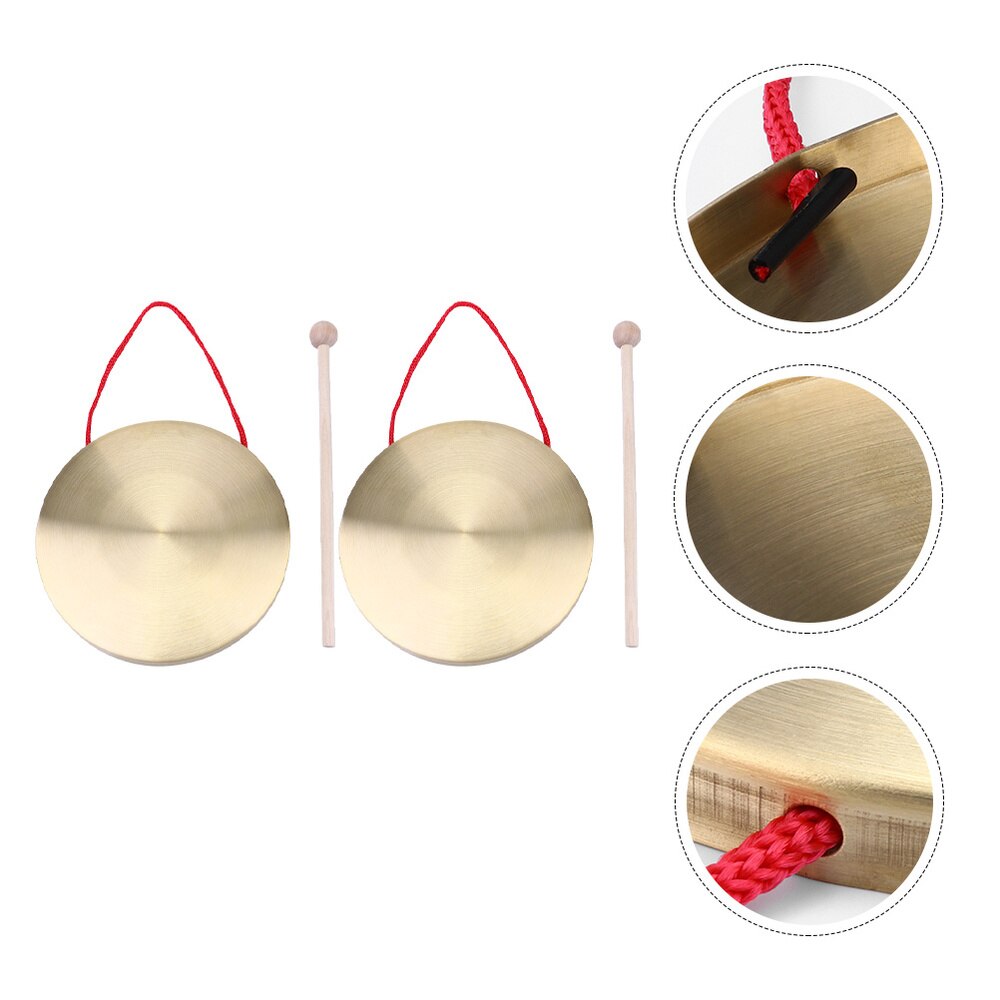 2 Sets Traditional Percussion Instrument Chinese Gong Opera Gong Hand Gong
