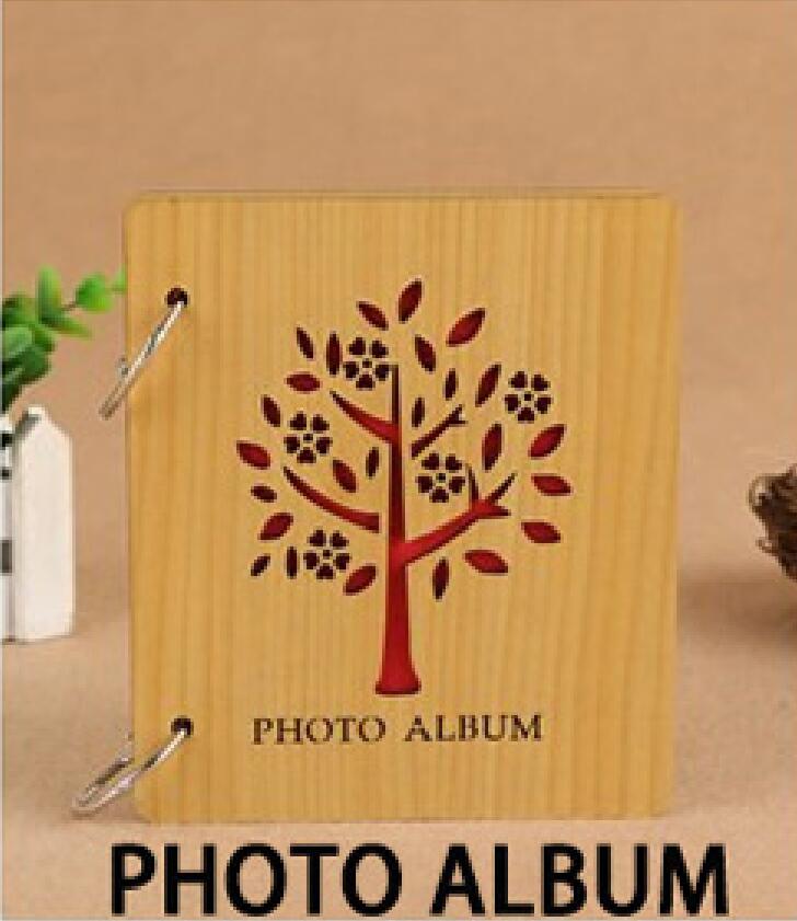 5 Inch DIY Red Wood Hollow Interleaf Photo Album Children Loose-Leaf Scrapbook Walnut Color Mini Memory Book Picture Storag: PHOTO ALBUM-1