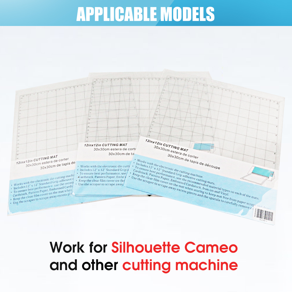 Skjærematte for cricut explore air 2/ maker standardgrep ,12 x 12 tommer for silhuett-cameo selvklebende sklisikre fleksible gittermatter