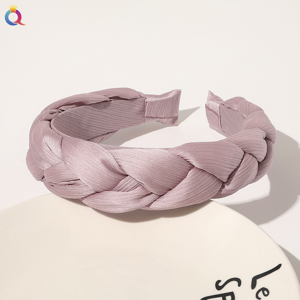 Bandeau tressé pour cheveux, couleur unie, accessoire de coiffure pour femmes et filles: 16
