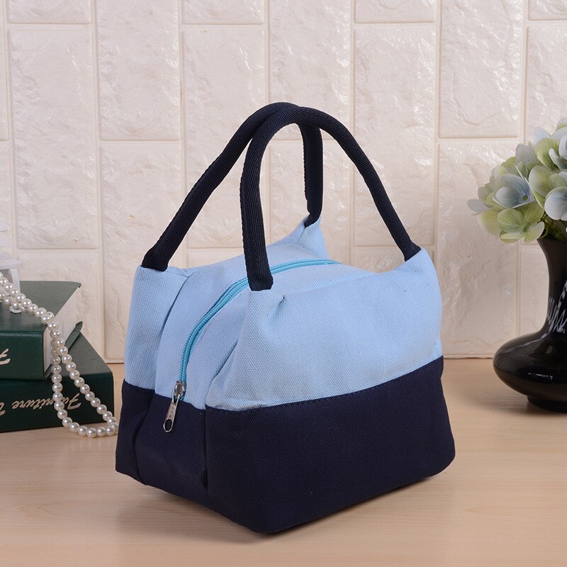 Casual Women's Bag Canvas Handtas Leuke Bento Box Tas Contrast Kleur Lunchbox Tas Stijl Luiertas: 128 Green-blue