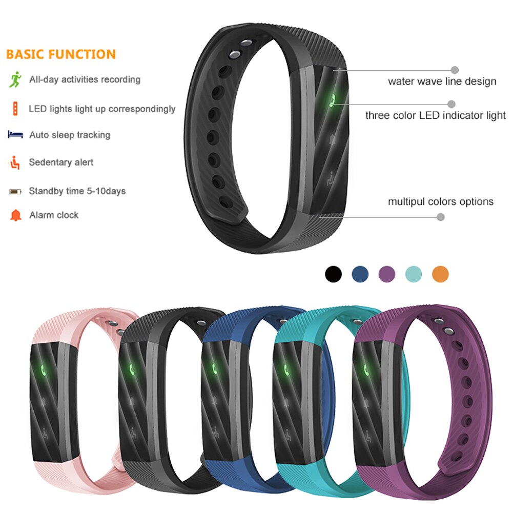 ID115 Lite Smart Armband Fitness Tracker Stappenteller Activiteit Monitor Mobiele Telefoon Monitoring Sport Armband