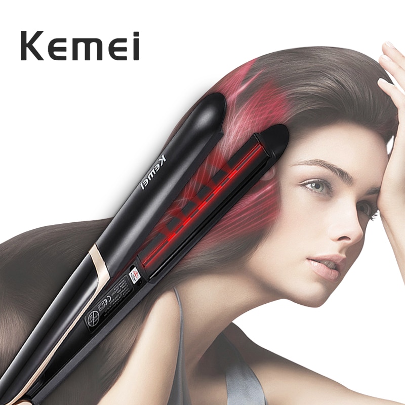 Kemei 2 in 1 Haarglätter und Curler Elektrische Haar Eisen Keramik Twistline Multifunktionale 110-240v Infrarot Crimper 2219