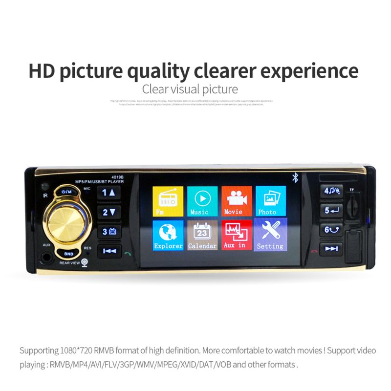 Autoradio 4019B MP5 Player 1 Din HD | 4.1 pouces, 800*480, Bluetooth