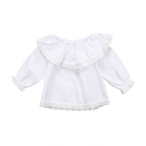 Bambino appena nato Delle Ragazze Del Merletto Off Spalla Manica Lunga T-Shirt Abbigliamento Taglia 0-24 M