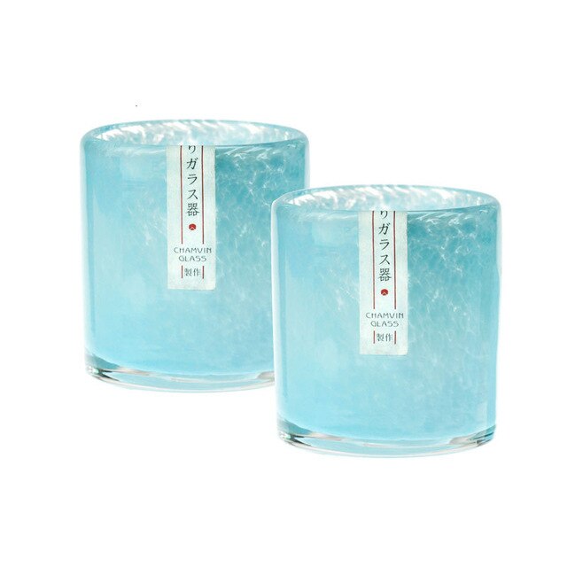 Verre à Whisky , nuage bleu mer glaçure verre à Whisky, Client avec boîte en bois vases De Cristal: 2 cups with box