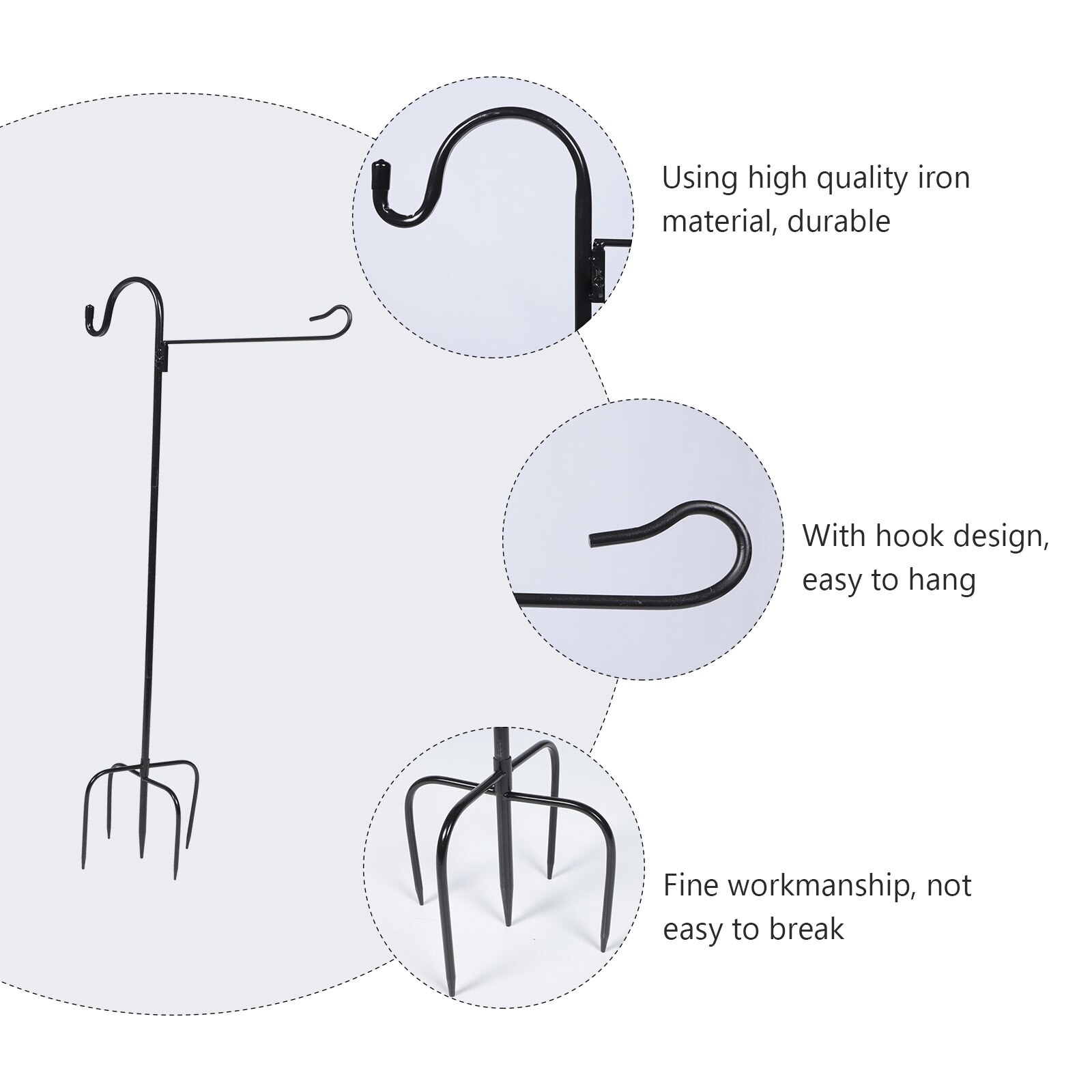 Ground Inserted Hook Practical Light Hanging Hook Shepherd Hook Iron Lamp Hook for Park