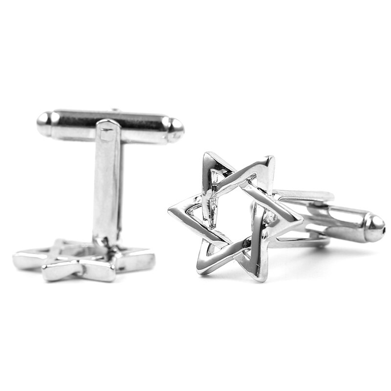 Gemelos circulares geométricos para hombre, estrella de David, estrella de joyería, gemelos de camisa para hombre,