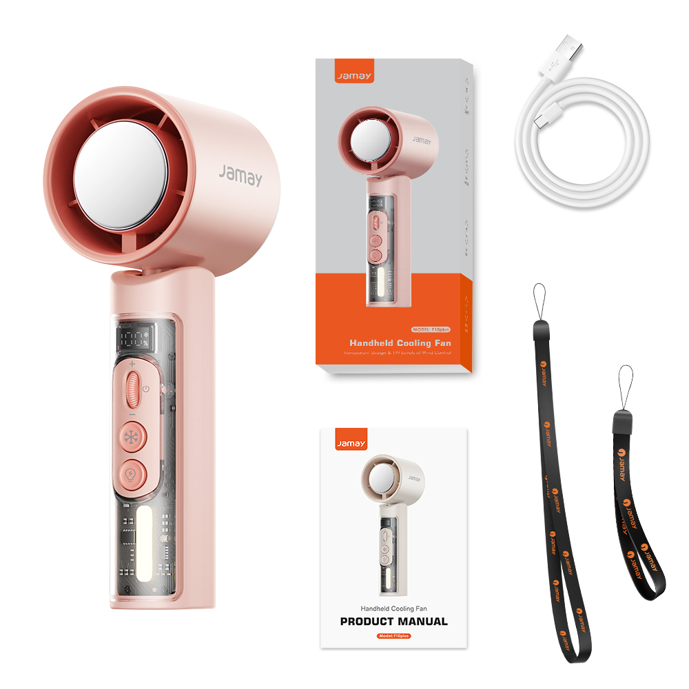 Summer Cooling Portable Handheld Turbo Fan 13000RPM 199 Gears Super Strong Wind 6500mAh Long Battery Life Outdoor Camping Tools: Red