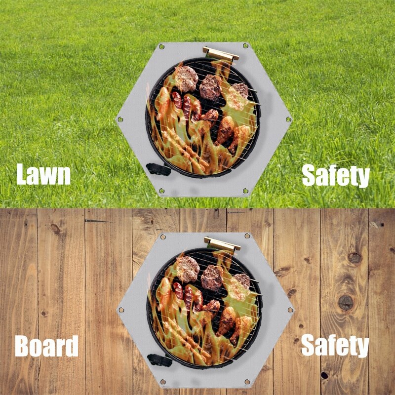 36" Hexagon Fireproof Mat Fire Pit Pad for Outdoor Patio Deck Grass Lawn Heat Shield Fire Resistant Pad Grill Mats Accessories