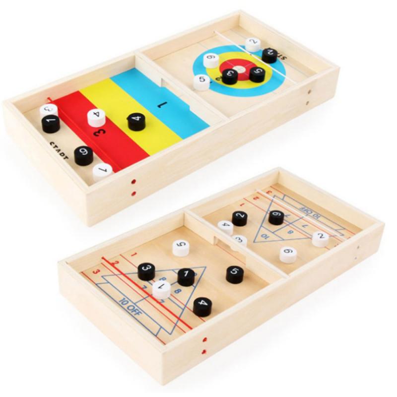 Holz Eisstockschießen Ball freundlicher Spaß Spielzeug eltern-Art-Spiele Sport Tisch Bord Interaktive Spiele Schnelle Schlinge Puck Bord spiele