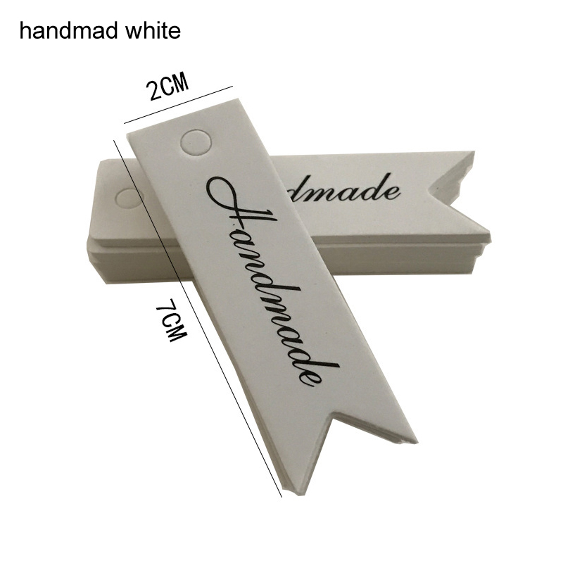 100 stk tags tøj tags små label logo tag kraft papir etiketter diy beklædning syning stof bogmærker: Håndmad hvid