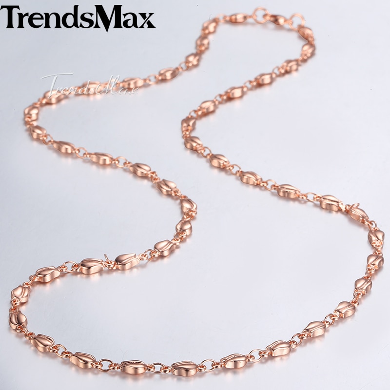 4 Mm Neckalce Voor Vrouwen Meisjes 585 Rose Gold Bud Ketting Vrouw Mode-sieraden Valentines 45 Cm 50 Cm 55 Cm GN226A