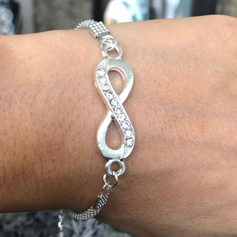 Strass Unendlichkeit Armband für Frauen Männer Glück 8 Wort Armband Schmuck Pulsera Infinito Hand Kette