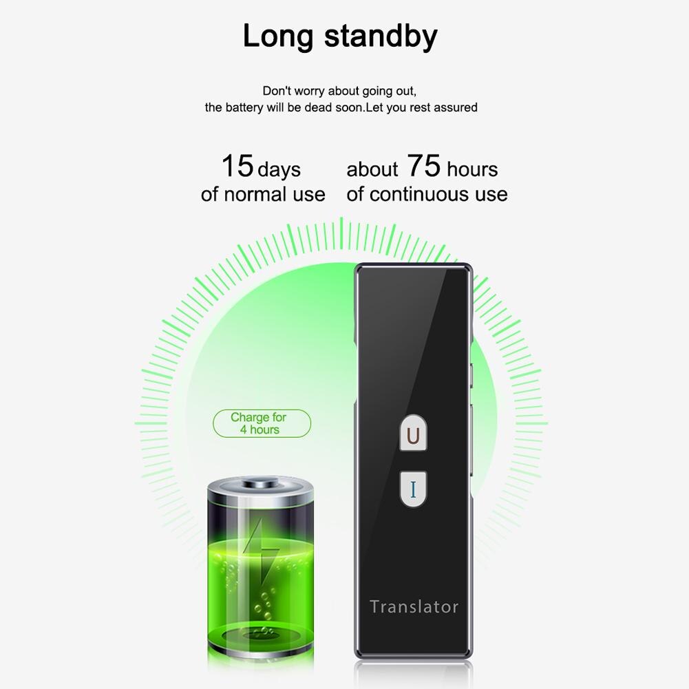 T6 Smart Voice Speech Two-Way Interpreter Bluetooth Wireless Translation Machine 2.4G Wireless Fast Bluetooth Connection