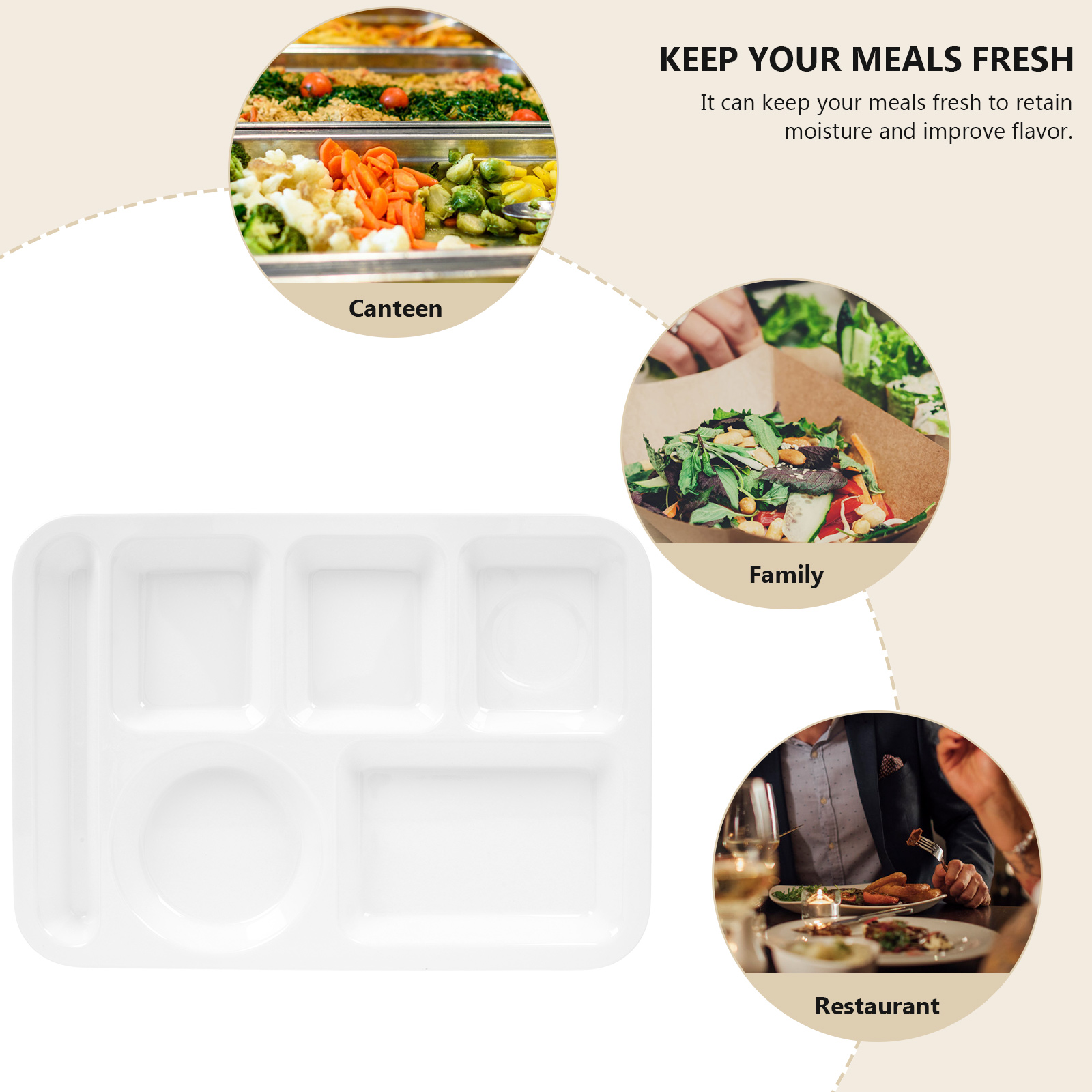 Multi-grid Food Plate Anti-falling Food Plate Simple Style Divided Plate for Breakfast Lunch