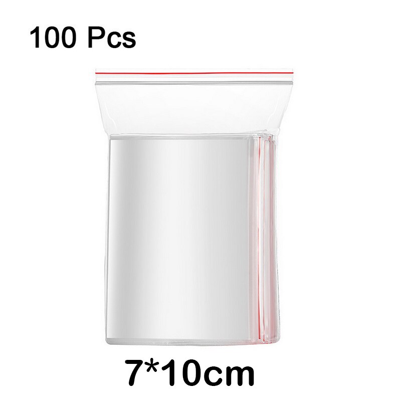 100pcs/pack Resealable Zip Lock Bags Self Seal Clear Plastic Poly Bag Food Storage Package Reclosable Vacuum Fresh Bag: 7X10 CM