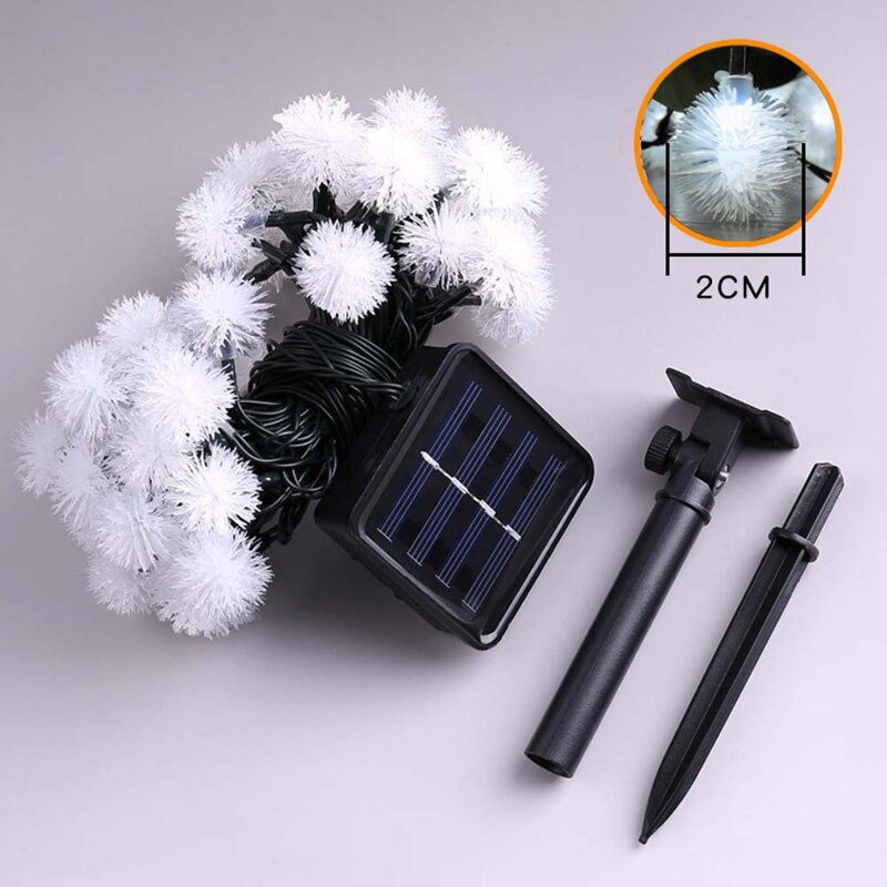 Pelsbold snebold 7m 50 led solar fairy guirlande led string lys udendørs have gård indretning gadebelysning jule solar lampe