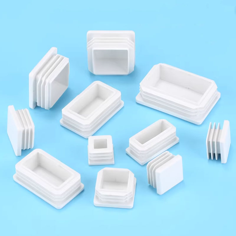 Tapa de plástico cuadrada para muebles de sala de estar, tapón de inserción de tubo, tapa de pies de mesa, marco de cama, color blanco/negro