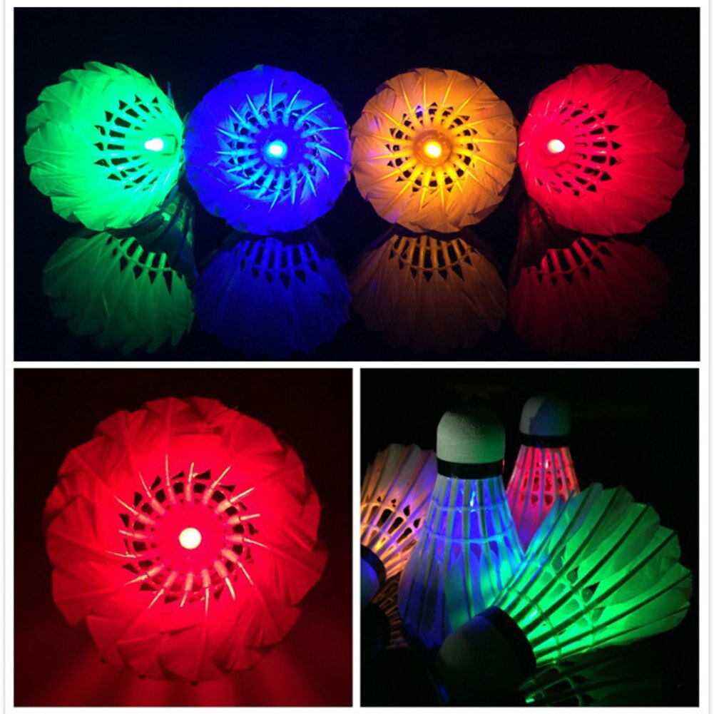 4 Stck LED Badminton Federbälle Beleuchtung Vögelchen Federball glühend Badminton für draussen Sport RW
