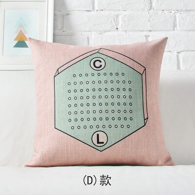 Cojín nórdico de lino con estampado geométrico para el hogar, almohada de cintura lumbar Simple de Inglaterra, cojín decorativo para sofá: D