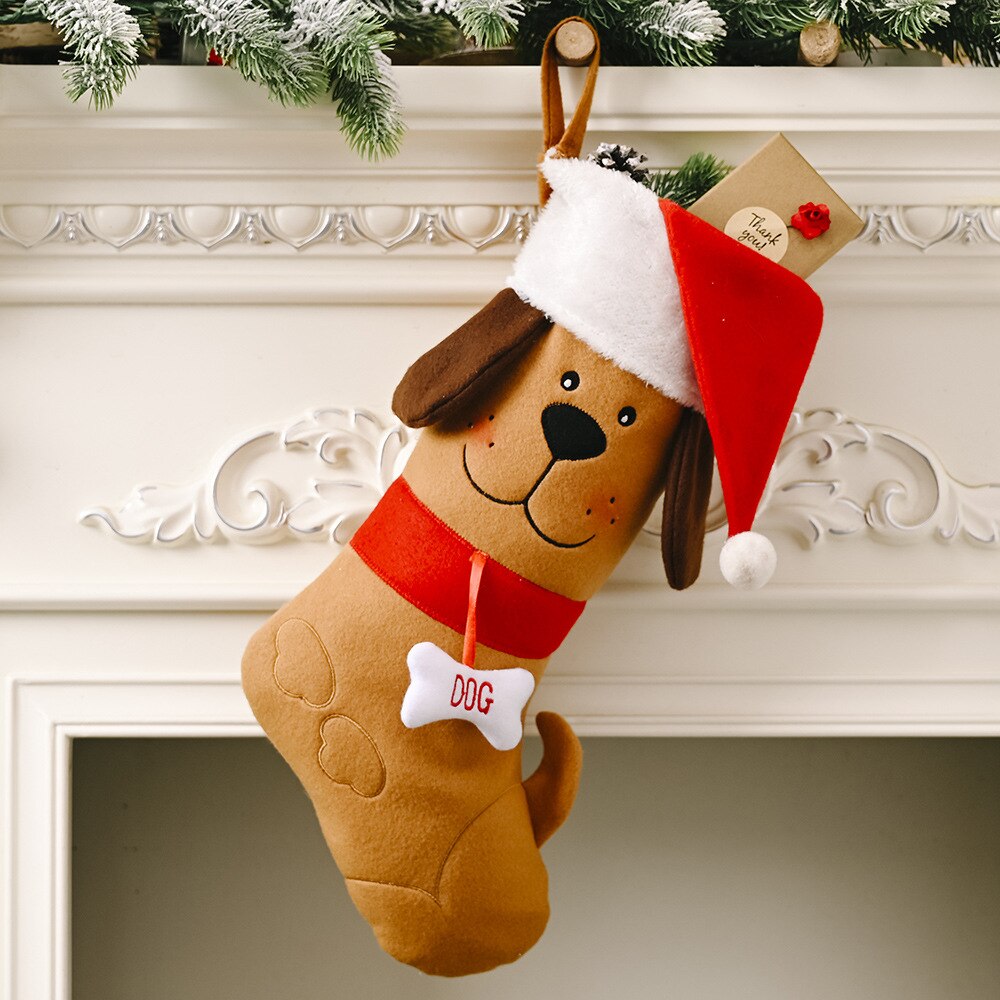 År julestrømpepose jule hundeknogler jule kæledyrsstrømpe slikpose noel natal navidad julepynt: Gul