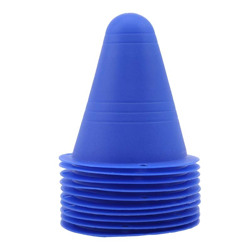 10 pz/set Skate Marker formazione coni stradali Roller calcio calcio Rugby formazione Soft Tower pattinaggio ostacolo Roller Skate Pile: blue