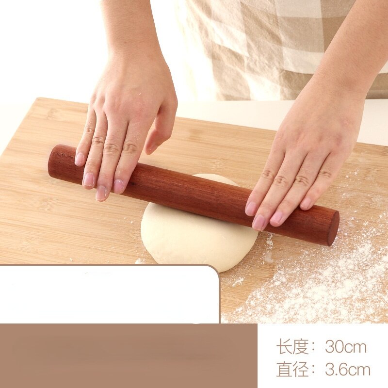 Red sandalwood rolling stick face stick solid wood household pole face roll shaft dumpling stick baking tool rolling pin: 30x3.6cm