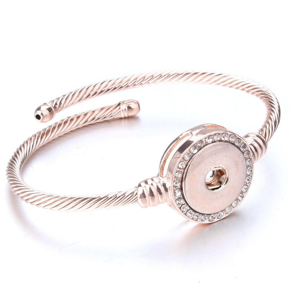 Snap Bracelet Rose Gold Silver Color Snap Bracelet Bangles Crystal 18MM Snap Button Bracelet for Women Men Exchange Jewelry: 10